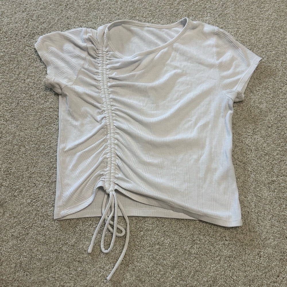 Cotton On White Ruched Short Sleeve Tee